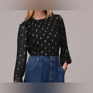 Whistles Metallic Dobby Top NWT Size 10